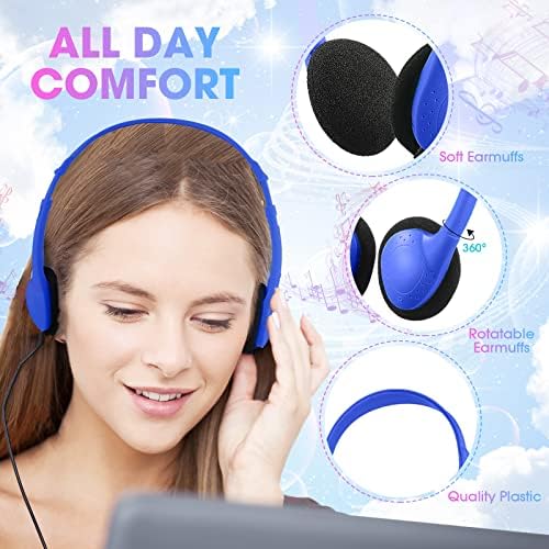 Chumia 50-Piece Classroom Over-Ear Headphones Set – Stylish Dark Blue Adjustable Earphones for Kids, Teens & Adults – Ideal for Enhancing Online Learning, Group Collaboration & Device Compatibility