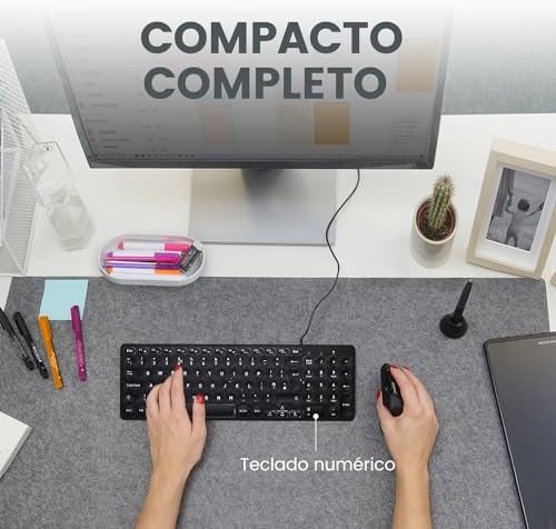 Perixx PERIBOARD-332 Compact Mini USB Keyboard – Sleek White Backlit QWERTY Spanish Layout with Silent X-Type Scissor Keys for Enhanced Typing Comfort – Perfect for Limited Desk Spaces and Effortless Plug-and-Play Setup