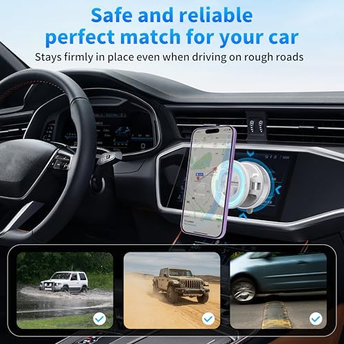 Ultra-Strong Magnetic Car Phone Holder with Vacuum Suction for Any Smooth Surface – 360° Rotating MagSafe-Compatible Phone Mount for iPhone/Android, Dashboard Windshield Car Accessories. Black – Enhanced Compatibility and Speed