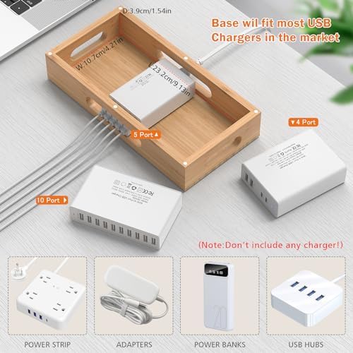 Eco-Friendly Bamboo Multi-Device Charging Station Organizer – Sleek Wood Dock for Phones, Tablets & Smartwatches – Clutter-Free Desktop Solution with Enhanced Compatibility (No USB Charger) – Elevate Your Workspace Aesthetics