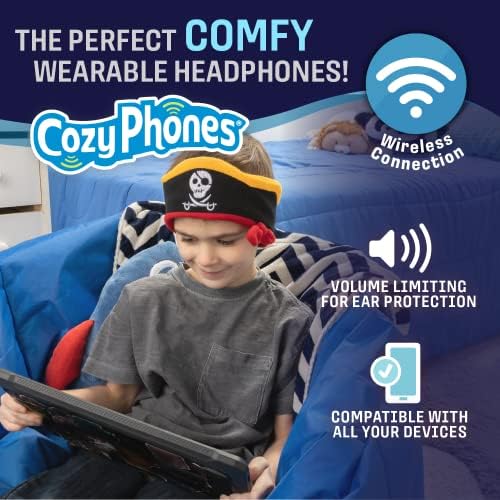 Wireless Pirate-Themed Kids Headband Headphones – Cozy Phones Comfortable Earphones with Volume Limiting for Ages 1-3, Perfect Lightweight Travel Accessory for Young Adventurers at Home and On-the-Go