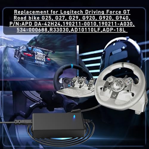 Ultimate 24 V AC/DC Power Supply Adapter for Logitech G-Series Racing Wheels – Reliable Charger for G920, G29, G25, G27, G923, G940 & Driving Force GT – Enhance Your Gaming Experience with Stable Performance and Superior Compatibility