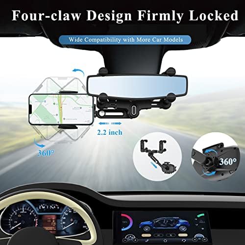 Transform Your Driving Experience with the 360-Degree Rotating Rearview Mirror Phone Holder – Adjustable Fit for 4-7 Inch Smartphones, Sleek Mirror-Black Design for Ultimate Convenience and Safety