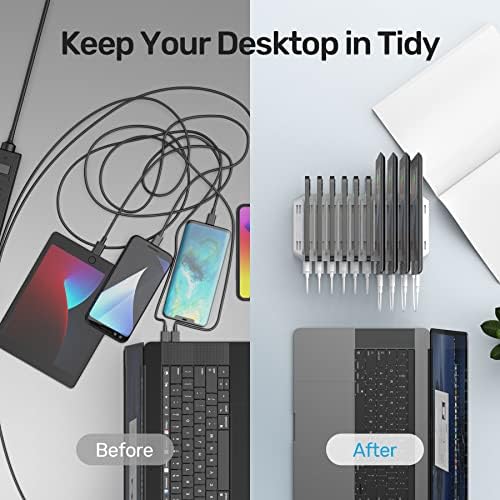 Unitek 10-Port USB Charging Station: Smart IC Technology for Fast, Organized Device Charging with Adjustable Dividers – Ideal for i Pads, Tablets, Kindles & i Phones in Home or Office Settings