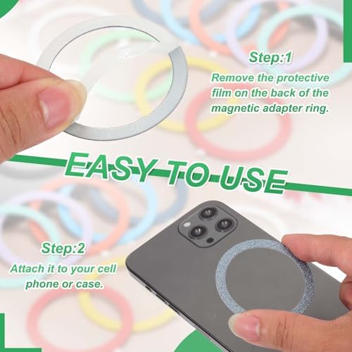 Enhance Your Wireless Charging Experience with PATIKIL 8-Piece Universal Magnetic Adapter Ring Set – Ultra-Thin Nickel-Iron Alloy Stickers for Optimal Phone Case Magnetization – Secure Your Device with Green Adhesive Rings for Car Mounts, Phone Grips, and Stands – Compatible with TPU/PC Cases, Easy Installation, Perfect for Tech-Savvy Users.