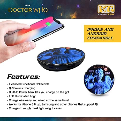 Power Your Devices with Doctor Who Weeping Angel Wireless Charger – Illuminating Portable Power Bank with Backup Battery, Qi Compatibility, and Unique Sci-Fi Design – Ideal for Whovians and Tech Lovers – Versatile Charging for All Your Gadgets