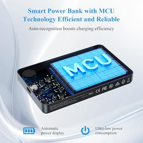 Minthouz Ultra Slim 10,000 m Ah Magnetic Power Bank – Qi2 Certified 20 W Fast Charger for Mag Safe Devices – Sleek & Ergonomic Design for i Phone 12-16, Air Pods, Samsung, Google – Perfect Portable Power Solution for Active Lifestyles