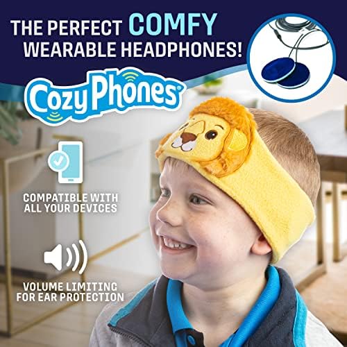 Cozy Lion Design Kids Headphones: Safe Volume-Limited Audio for Happy Little Ears – Soft Fleece Comfort for Travel, School & Home Use – Lightweight, High-Quality Sound for Toddlers and Children