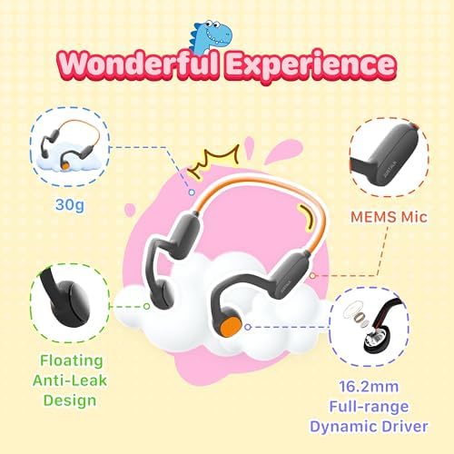 Kid-Friendly Bluetooth Earbuds with IPX5 Waterproof Protection – Lightweight Design, 85 d B Hearing Safety, Built-in Microphone, and Seamless Compatibility for Active Play and Learning
