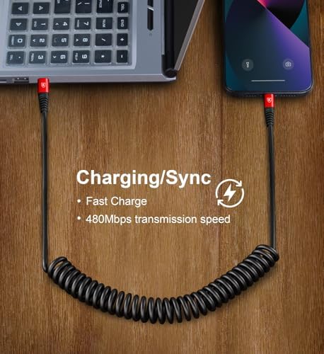 KIYODA 6 ft Coiled USB C to USB C Cable (2 Pack) – Efficient Fast Charging & High-Speed Data Transfer for i Phone 16/15/Plus/Pro/Pro Max & Samsung Galaxy S23 – Tangle-Free, Durable & Portable Solution for Home and Travel Needs