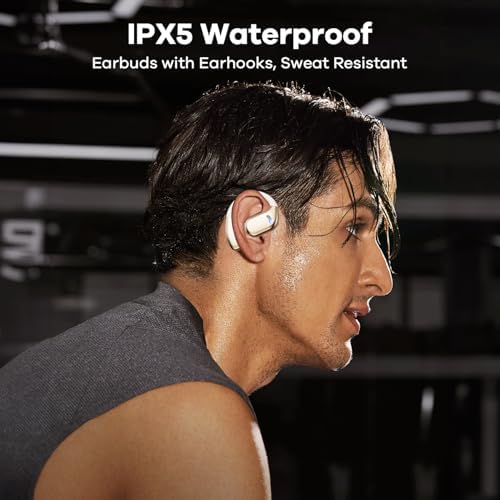 Revolutionize Your Workout with Ultra-Lightweight Open Ear Bluetooth Sport Earbuds – 60-Hour Playtime, Immersive 8 D Sound, and Smart LED Display – Ergonomic Over-Ear Design with Secure Earhooks and Built-in Mic for Comfort and Safety During Running and Daily Activities in Vibrant Light Yellow