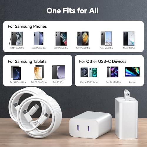 Compatible with iPhone 16/15 Charger Fast Charging, Dual Port 20W USB C Wall Charger Block Type C to Type C 10ft Long USB C Fast Charing Cable for Phone 15/16/Pro Max/Pro/PlusPad Pro/Air/Android – Enhanced Compatibility and Speed