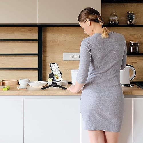 GottaHaveit iPhone Desk Stand, Stream & Watch Movies in Bed While Charging, Swivels & Adjusts, Hands Free, Travel iPhone Stand, Fits Cellhones 2.3-3.4″ Wide, Sturdy, Foldable, Black (2 Pack) – Enhanced Compatibility and Speed