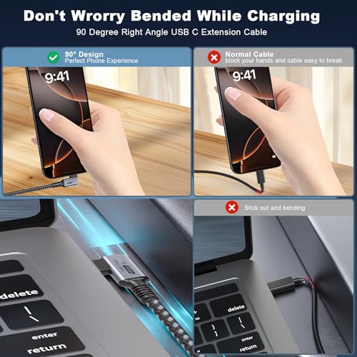 High-Performance 10 FT USB C Extension Cable – 100 W Power Delivery, 10 Gbps Data Transfer, 4 K UHD Video Support – USB 3.2 Gen 2 Male to Female Connector for Fast Charging and Seamless Connectivity with i Phone, Galaxy, PC, Monitor, and SSD – Durable & Versatile Accessory for Enhanced Tech Efficiency