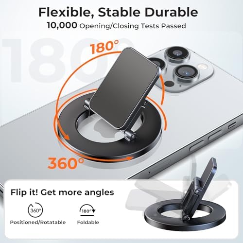 Dual-Sided Mag Safe Phone Grip & Magnetic Stand for i Phone 12-16 Pro Max – Secure Holder with Strong Magnet for Car Mounts & Gym Use – Versatile Accessory for Enhanced Mobile Functionality and Portability