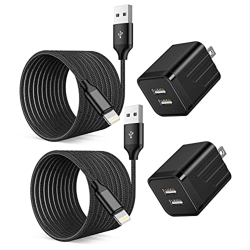 Ultra-Fast i Phone Dual Port Charger Set – 6 FT Lightning Cable & Compact Wall Plug Adapter for i Phone 14, 13, 12, 11 Pro Max, XS, X, 8, 7 Plus, SE & i Pad – Quick Charge Technology for Seamless Power on the Go