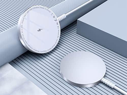Magnetic Wireless Charging Pad for i Phone 16, 15, 14, 13, 12 & Air Pods 4-2 Pro – Ultra-Thin Aluminum Alloy Design with Strong Magnet for Secure Connection, USB-C/A Compatibility, Perfect for Desk & Travel – Elevate Your Charging Experience with Effortless Convenience and Style