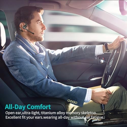 Open-Ear Bluetooth Headset with Detachable Microphone – Advanced Noise Cancellation for Professional Clarity, Bluetooth 6.0 for Instant Connection, Lightweight Comfort for All-Day Use, Perfect for Office and On-the-Go Communication