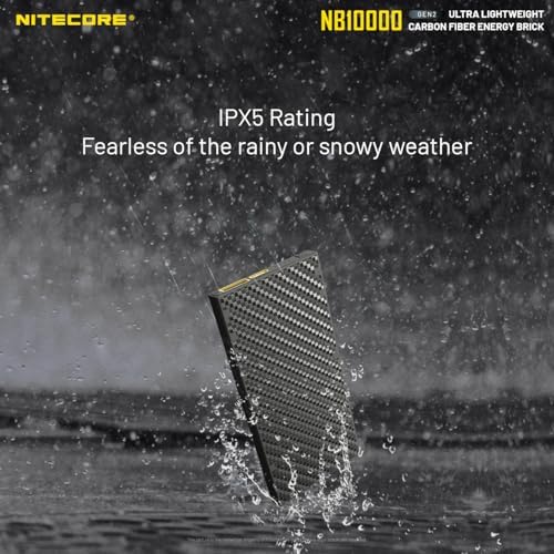 Nitecore NB10000 Gen II Ultra-Slim 10,000 m Ah Power Bank – Lightning-Fast QC USB & USB-C Dual Output Charger with Dual Cable Bundle – Ultimate Portability for Phones, Flashlights, and Headlamps – Waterproof & Durable Design for Active Lifestyles