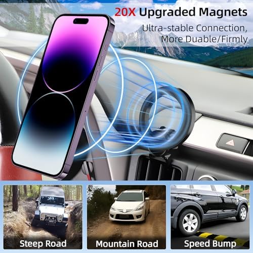 Upgrade Your Toyota Tundra or Sequoia Driving Experience with the 360° Rotating Mag Safe Phone Holder – Premium Dashboard Mount Designed for 2020-2025 Models, Ensures Safety, Accessibility, and Sleek Aesthetics Without Air Vent Obstruction