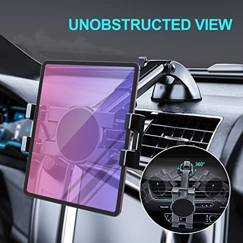 Ultimate 360° Rotatable Car Tablet Mount Holder for Dashboards & Windshields – Secure Suction Cup Stand for i Pad Pro, Samsung Galaxy Tabs, and i Phone Models 4.7″-12.9″ – Enhanced Compatibility for Safe Navigation and Hands-Free Access