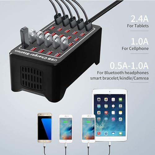 Ultimate 24-Port USB Charging Station Block: 100 W Smart Fast Charger for Multi-Device Powering – Versatile USB A & C Compatibility for i Phone, i Pad, Samsung, and Laptops – Efficient Desktop Solution for Shared Spaces and Home Use
