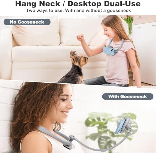 Cell Phone Stand, Neck Cell Phone Holder, Hand Free Flexible Gooseneck Phone Holder for Bed, Neck Phone Holder POV/Vlog Selfie Mount, Universal Multi-Functional Phone Stand for 4.7”-6.7” Phone – Enhanced Compatibility and Speed