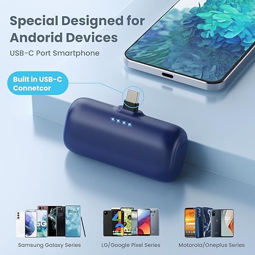 Ultra-Compact 5200 m Ah USB C Power Bank – Fast Charging Mini Portable Charger for i Phone 16/16 Plus/15/15 Plus/15 Pro Max, Galaxy S25/S24, i Pad, and Android Devices – Essential Power Solution for On-the-Go Charging