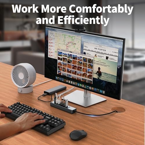Upgrade Your Workspace with the 4 Ft 7-Port USB 3.0 Hub – High-Speed USB-A & USB-C Connectivity for Efficient 5 Gbps Data Transfers, Sleek Aluminum Build, and Extended Reach Perfect for PCs, Flash Drives, and More – Ultimate Compatibility for Windows and XPS Systems