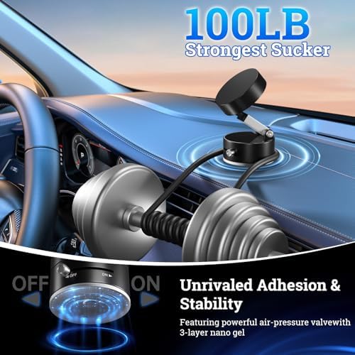 360° Vacuum Magnetic Phone Holder, Suction Cup Phone Mount, Foldable Strong Magnetic Cell Phone Holder for Car/Gym/Mirror/Smooth Surface, Compatible with Magsafe iPhone – Enhanced Compatibility and Speed