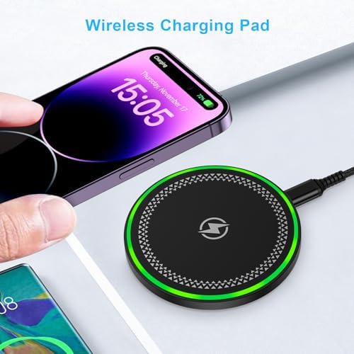 Samsung S25 Fast Wireless Charging Pad – Ultra-Fast Power Station for Galaxy S Series & i Phone 16/15/14 – QC 3.0 Compatible Charger with Smart Overheat Protection – Sleek Desk & Bedside Design for Effortless Charging