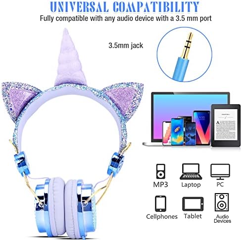 Magical Unicorn Over-Ear Headphones for Kids – Adjustable Wired Headset with Built-In Mic, Exceptional Sound Quality for School and Play – Ideal Gift for Girls and Teens’ Audio Adventures