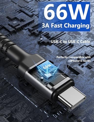 10 FT USB-C to USB-C Charging Cable 2-Pack – Premium Fast Charge & Data Transfer Solution for i Phone 16, Samsung Galaxy S23, LG, Nintendo Switch – Flexible, Durable Nylon Braided Design for Ultimate Convenience and Longevity