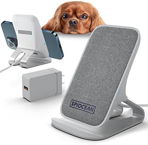 Revolutionary 10 W Qi-Certified Fast Wireless Charging Stand for i Phone & Samsung – Sleek Gray Design with QC3 Adapter for Ultimate Charging Efficiency – Compatible with i Phone 16/15/14/13/12/11 & Galaxy S22/S21/S20/S10/S9/Note 20 – Elevate Your Home and Office Charging Experience