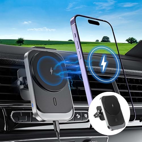 Revolutionary Wireless Car Charger Mount with Magnetic Grip – 15 W Fast Charging Air Vent Holder for i Phone 16, 15, 14 Pro Max, and 13 Smartphones – Effortless Installation and Enhanced Stability for Safer Driving Experience in 2025