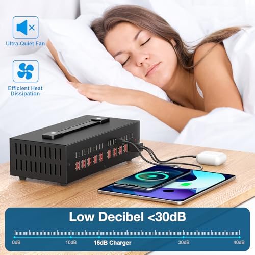 200 W USB-C Charging Hub with 20 Ports – Fast Charge Station for i Phone, i Pad, Kindle, and More – Multi-Device Power Solution with Enhanced Safety Features – Portable USB Wall Charger for Home and Office Use – Efficient Multi-Device Charging Station