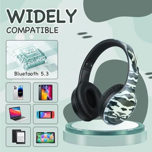 Advanced Bluetooth 5.3 Over-Ear Kids Headphones – Foldable Wireless Design with HD Sound, Built-In Microphone, and Safe Volume Control for Music, Gaming, and Movies – Universal Compatibility with Smartphones & Tablets (Black)
