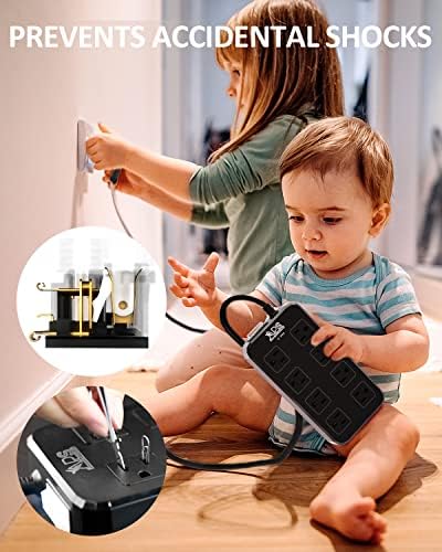 Weatherproof Outdoor Power Strip with 8 Wide Outlets & 3 USB Charging Ports – 6 FT Heavy-Duty Extension Cord, 1875 W Surge Protection, ETL Listed for Safe and Reliable Use in Any Weather – Perfect for Holiday Lights and Garden Tools