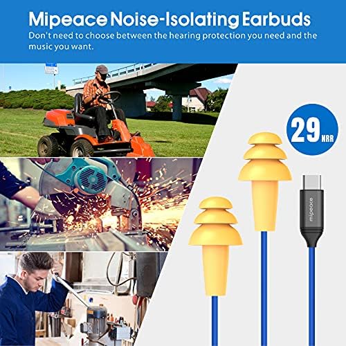 MIPEACE USB Type C Ear Plug Headphones – Noise-Reducing Earbuds for Industrial Use, Ergonomic Comfort for Construction Professionals, Enhanced Sound Isolation for Workplace Safety, Lightweight & Durable Design, Ideal for All-Day Wear