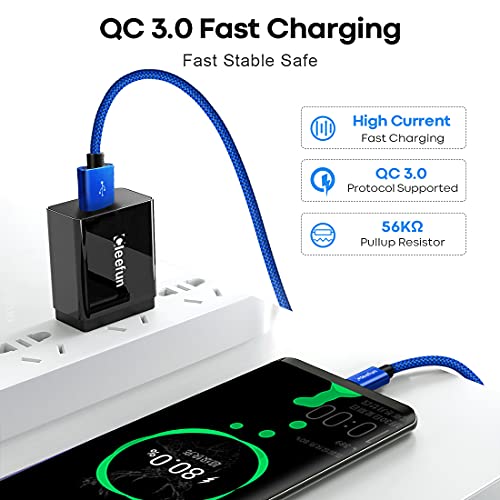 CLEEFUN 20 ft USB Type C Cable – Extra Long Nylon Braided Charger Cord for Fast Charging & Data Transfer, Compatible with Samsung Galaxy Note, LG, Moto, Pixel, Switch & More – Durable & Tangle-Free Design for Ultimate Convenience