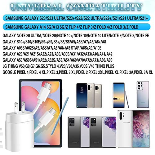 Samsung 25 W Super Fast Charger Bundle – Dual USB-C Wall Charger with 10 FT Quick Charge Cable for Galaxy Devices – Enhanced Speed, Portability, and Compatibility for S25 Ultra, S24, S23, S22, S21, S20, A14, A54, Z Fold 6/5, Z Flip 6/5