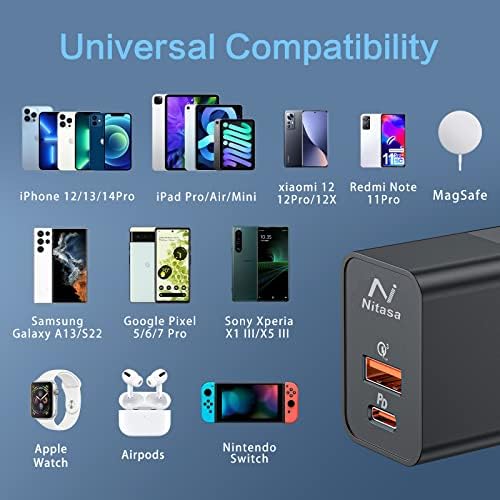 NITASA 30 W Dual Port USB C Wall Charger – Fast Charging Adapter for i Phone 15/16 Pro Max & Samsung S23/S24 – Super Efficient 25 W PPS Technology for Rapid Power Delivery – Ideal for i Pad & Google Pixel 9/8 Pro – Compact Travel Essential with Enhanced Compatibility