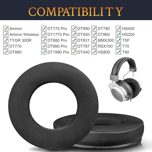 SOULWIT Advanced Cooling Gel Ear Pads for Beyerdynamic Amiron & T-Series Headphones – Luxurious Soft Foam Cushions with Innovative Ice Silk Fabric for Enhanced Comfort and Superior Sound Isolation in Sleek Silver