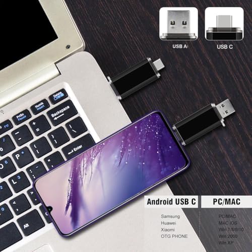 Unlock Effortless Data Management with the 2-Pack 64 GB USB C Flash Drive – Fast Dual Compatibility Type C & USB A Memory Stick for Ultimate Storage Flexibility – Sleek Black & Blue Design for Portable File Backup and Transfer Solutions