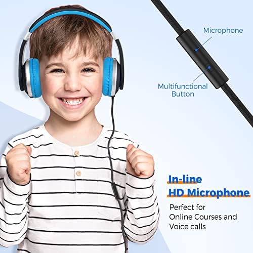 Rockpapa HS20 Kids Wired Headphones – Super Lightweight & Foldable Design with Integrated Microphone, Perfect for School, Travel & Entertainment – Compatible with Tablets & Smartphones, Stylish Black & Orange for Ages 3-15, Ideal for Learning, Play, and Hands-Free Communication