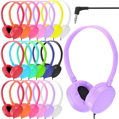 Vibrant 18-Pack Adjustable Kids Headphones – Premium Wired Earphones for Classroom & Home Use, Perfect for Students & Teens with Exceptional Sound Quality and Lightweight Comfort, Ideal for Learning, Gaming, and Music Enjoyment