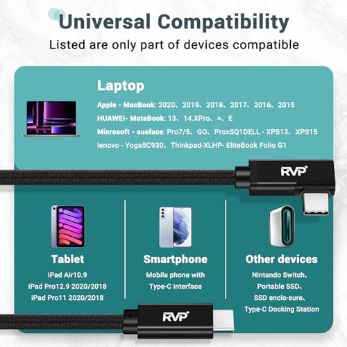 Premium 90 Degree USB C to USB C Cable – 20 Gbps Data Transfer, 100 W Right Angle Charger, 4 K Video Output, E-Marker Technology, 9 FT Length, 2-Pack – Ideal for Thunderbolt 4/3 Devices, Perfect for Gamers and Professionals – Durable Connectivity Solution for Ultimate Performance