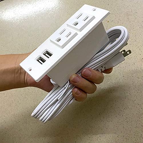 Recessed USB C Power Station for Fast Charging: 2 Outlets & 2 USB Ports (PD20 W & QC18 W) – Space-Saving Desktop Power Strip with Flat Plug for Easy Mounting on Desks, Sofas, Cabinets, and Nightstands (Sleek Black Finish) – Optimal Power Supply Solution for Home & Office Use