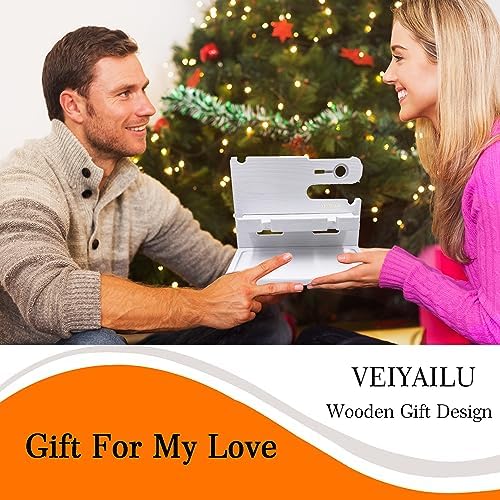 Gifts for Men Women Dad Husband Boyfriend Wood Phone Docking Station Nightstand Organizer for Men Birthday Gifts (Dark Brown) – Enhanced Compatibility and Speed