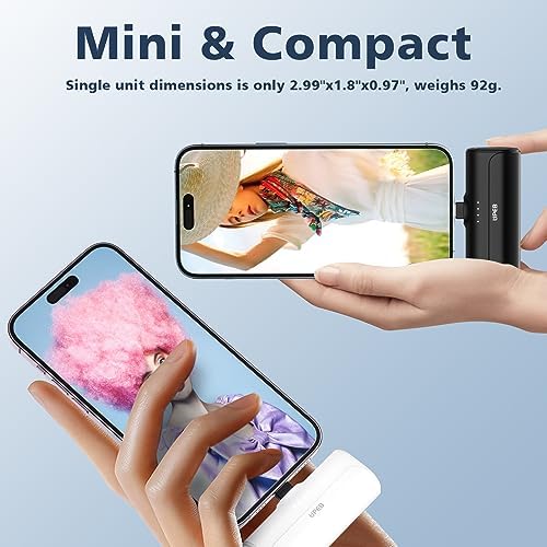 Compact 5000 m Ah Portable Phone Charger for i Phone – 2-Pack MFi Certified Power Bank with Built-in Cable for Rapid Charging – Lightweight, Travel-Ready External Battery for i Phone 14/13/12/11/XR/X/SE/8/7/6 Pro Max – Ultimate Convenience and Dependability